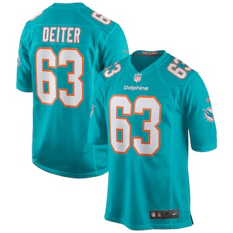 mens nike michael deiter aqua miami dolphins game jersey